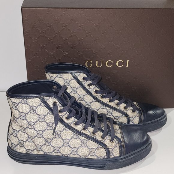 Gucci Beige/Blue Hightop shoes - Picture 1 of 6